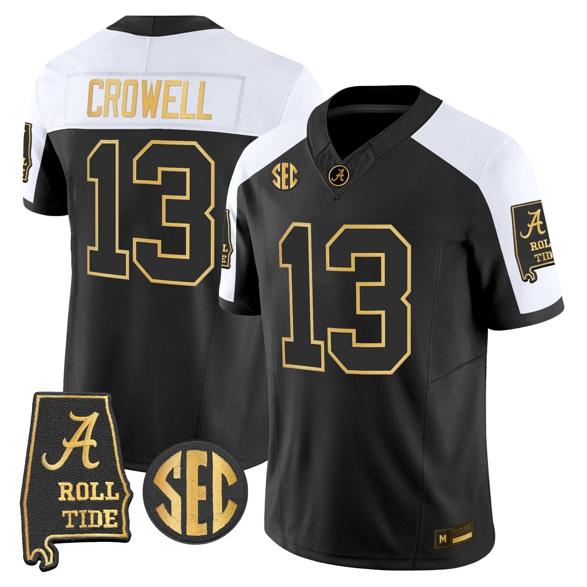 Alabama Crimson Tide 2026 Gold Vapor Limited Jersey - Alabama Map - Stitched 45 BAMA 2026 Gold Vapor Limited Jersey - Alabama Map - Stitched by Alabama Crimson Tide