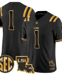 LSU 2026 Louisiana Patch Gold Vapor Limited Jersey - Stitched by Digigearus