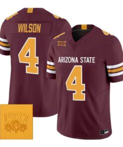 Adrian Boogie Wilson #4 Arizona State Sun Devils Jersey Roses & Devils Stitched by My Store NCAA Football Jerseys