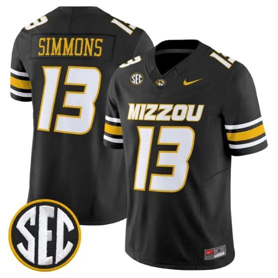 Austin Simmons #13 Missouri Tigers Jersey 2026 Vapor Limited Stitched by My Store NCAA Football Jerseys