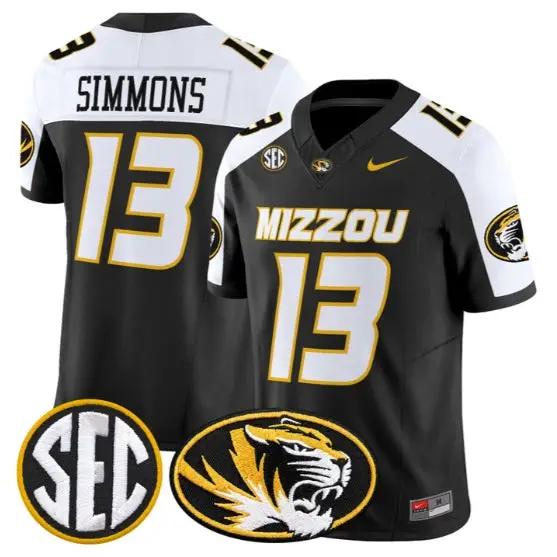 Austin Simmons #13 Missouri Tigers Jersey 2026 Vapor Limited Stitched by My Store NCAA Football Jerseys