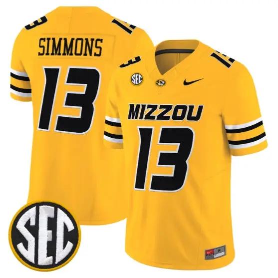 Austin Simmons #13 Missouri Tigers Jersey 2026 Vapor Limited Stitched by My Store NCAA Football Jerseys