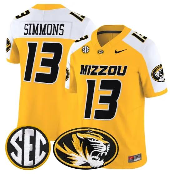 Austin Simmons #13 Missouri Tigers Jersey 2026 Vapor Limited Stitched by My Store NCAA Football Jerseys