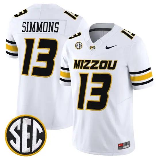 Austin Simmons #13 Missouri Tigers Jersey 2026 Vapor Limited Stitched by My Store NCAA Football Jerseys