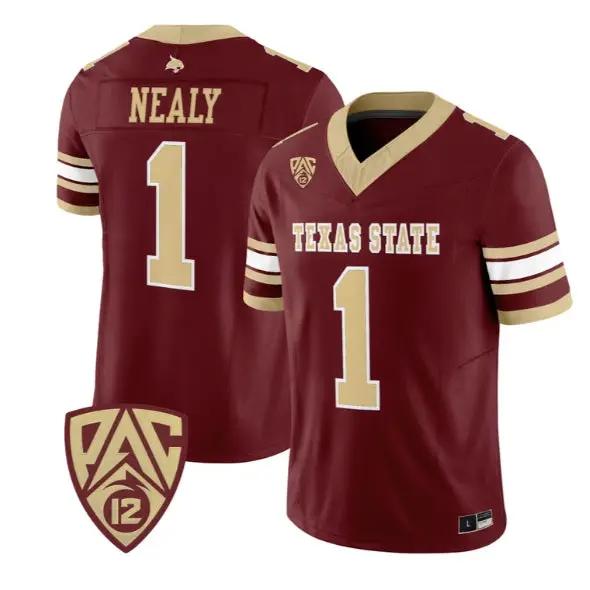 Barrick Nealy Jersey #1 Texas State Bobcats 2026 Vapor All Stitched by My Store NCAA Football Jerseys