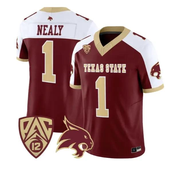 Barrick Nealy Jersey #1 Texas State Bobcats 2026 Vapor All Stitched by My Store NCAA Football Jerseys