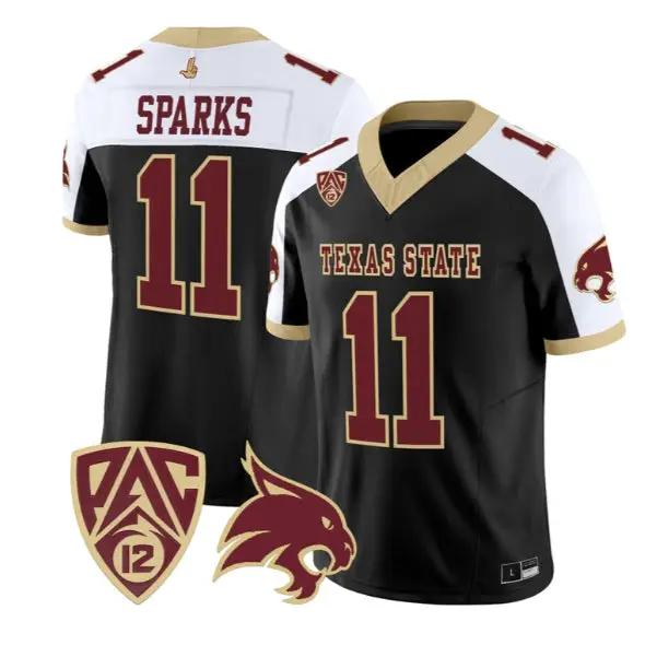 Beau Sparks Jersey #11 Texas State Bobcats 2026 Vapor All Stitched by My Store NCAA Football Jerseys