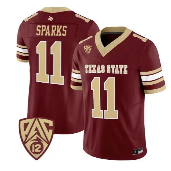 Beau Sparks Jersey #11 Texas State Bobcats 2026 Vapor All Stitched by My Store NCAA Football Jerseys
