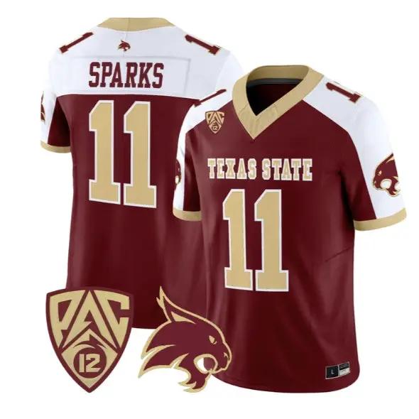 Beau Sparks Jersey #11 Texas State Bobcats 2026 Vapor All Stitched by My Store NCAA Football Jerseys