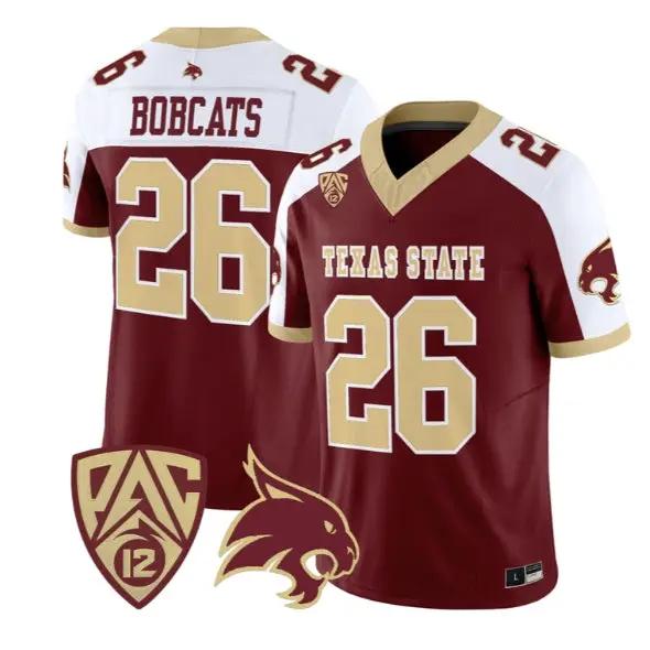 Bobcats Jersey #26 Texas State Bobcats 2026 Vapor Limited Stitched by My Store NCAA Football Jerseys