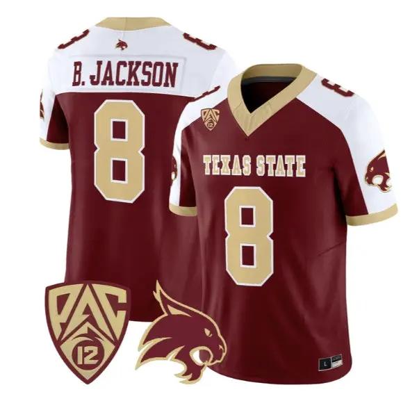 Brad Jackson Jersey #8 Texas State Bobcats 2026 Vapor All Stitched by My Store NCAA Football Jerseys
