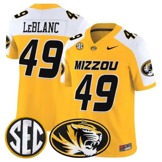 Brett Le Blanc #49 Missouri Tigers Jersey 2026 Vapor Limited Stitched by My Store NCAA Football Jerseys
