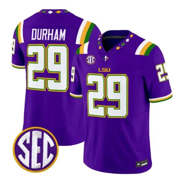 Caden Durham #29 LSU Tigers Jersey 2026 Mardi Gras Edition All Stitched by My Store NCAA Football Jerseys