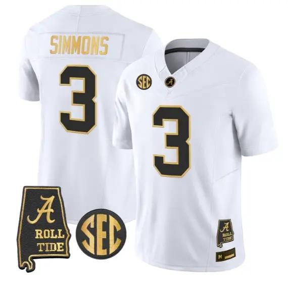 Cedrick Simmons #3 Alabama Crimson Tide Jersey 2026 Vapor Stitched by My Store NCAA Football Jerseys