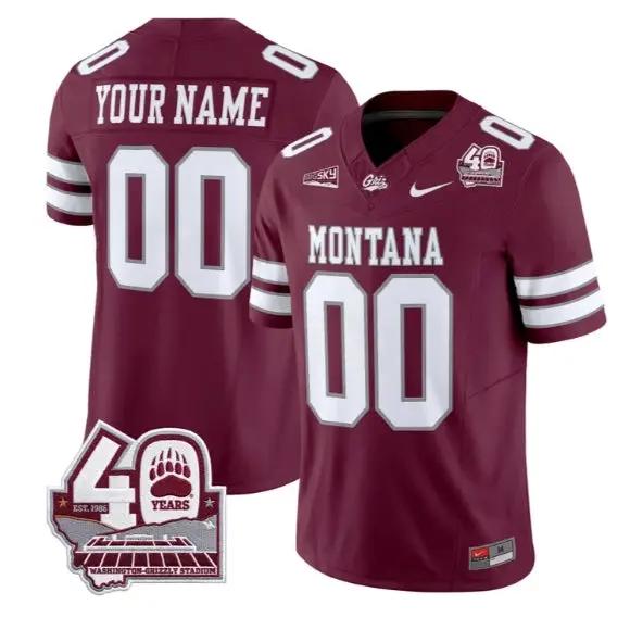 Custom Montana Grizzlies Jersey 2026 - 40th Anniv Patch Stitched by My Store NCAA Football Jerseys