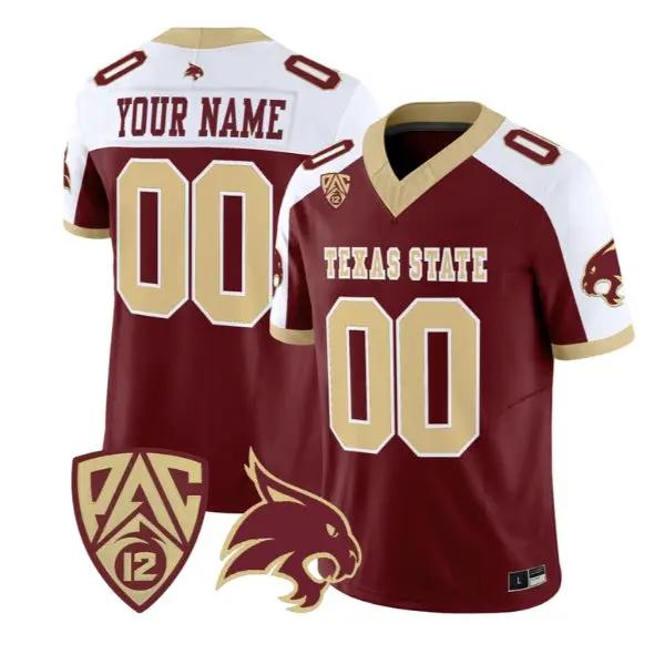 Custom Texas State Bobcats Jersey Name, Number 2026 Vapor Stitched by My Store NCAA Football Jerseys