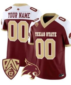 Custom Texas State Bobcats Jersey Name, Number 2026 Vapor Stitched by My Store NCAA Football Jerseys