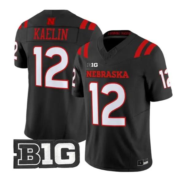 Daniel Kaelin #12 Nebraska Cornhuskers Jersey 2026 Alternate All-black Stitched by My Store NCAA Football Jerseys