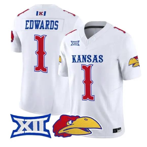 Dylan Edwards Jersey #1 Kansas Jayhawks 2026 Vapor Limited Stitched by My Store NCAA Football Jerseys