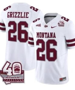 Grizzlie Jersey #26 Montana Grizzlies 2026-40th Anniv Patch Stitched by My Store NCAA Football Jerseys