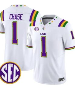 Ja'Marr Chase #1 LSU Tigers Jersey 2026 Mardi Gras Edition All Stitched by My Store NCAA Football Jerseys