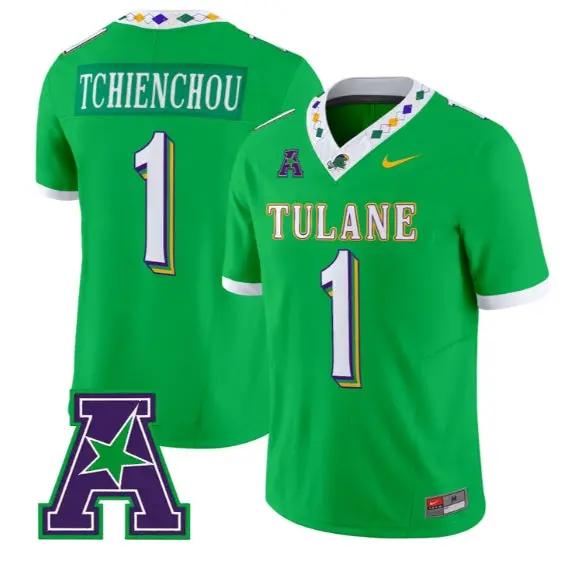 Jack Tchienchou #1 Tulane Green Wave Jersey 2026 City Edition Limited Stitched by My Store NCAA Football Jerseys