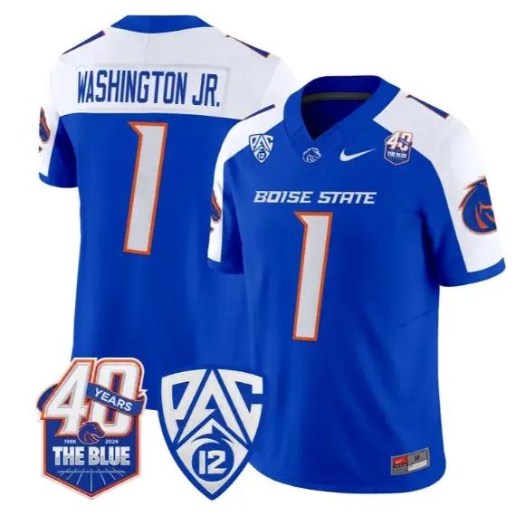 Jerico Washington Jr. Jersey #1 Boise State Broncos 2026 Stitched by My Store NCAA Football Jerseys