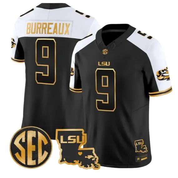 Joe Burrow #9 LSU Tigers 2026 Louisiana Patch Gold Vapor Stitched by My Store NCAA Football Jerseys