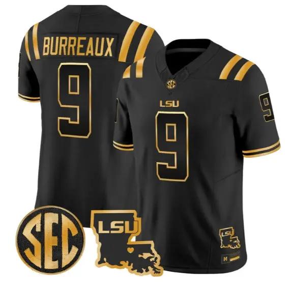 Joe Burrow #9 LSU Tigers 2026 Louisiana Patch Gold Vapor Stitched by My Store NCAA Football Jerseys