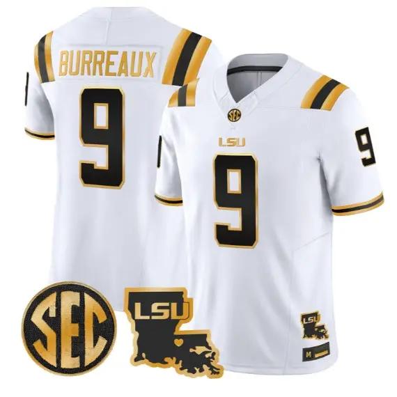 Joe Burrow #9 LSU Tigers 2026 Louisiana Patch Gold Vapor Stitched by My Store NCAA Football Jerseys