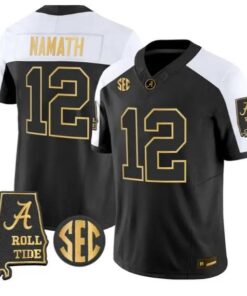 Joe Namath #12 Alabama Crimson Tide Jersey 2026 Alabama Map Stitched by My Store NCAA Football Jerseys