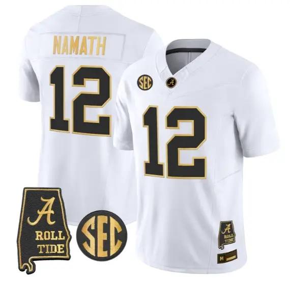 Joe Namath #12 Alabama Crimson Tide Jersey 2026 Alabama Map Stitched by My Store NCAA Football Jerseys
