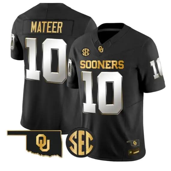 John Mateer #10 Oklahoma Sooners Jersey 2026 Limited All Stitched by My Store NCAA Football Jerseys