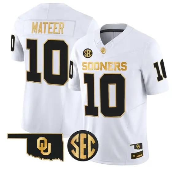 John Mateer #10 Oklahoma Sooners Jersey 2026 Limited All Stitched by My Store NCAA Football Jerseys