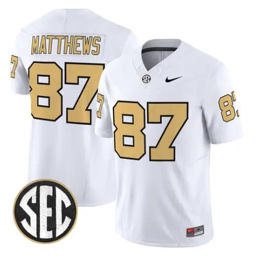 Jordan Matthews Jersey #87 Vanderbilt Commodores 2026 Vapor Stitched by My Store NCAA Football Jerseys