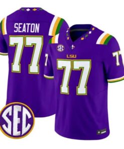 Jordan Seaton #77 LSU Tigers Jersey 2026 Mardi Gras Edition All Stitched by My Store NCAA Football Jerseys