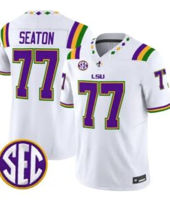 Jordan Seaton #77 LSU Tigers Jersey 2026 Mardi Gras Edition All Stitched by My Store NCAA Football Jerseys