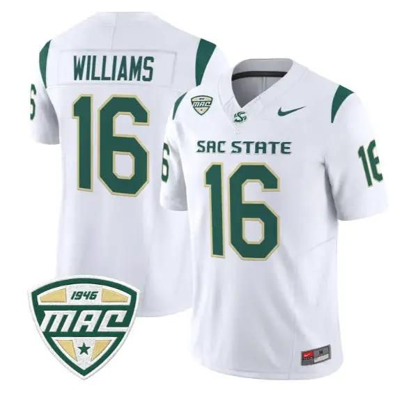 Jordan Williams Jersey #16 Sacramento State Hornets 2026 All Stitched by My Store NCAA Football Jerseys