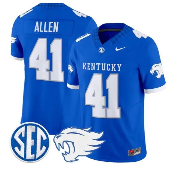 Josh Allen #41 Kentucky Wildcats Jersey 2026 Vapor Limited Stitched by My Store NCAA Football Jerseys