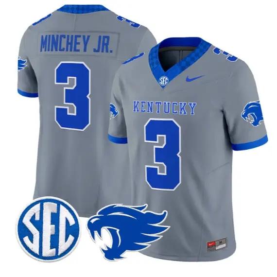 Kenny Minchey #3 Kentucky Wildcats Jersey 2026 Vapor Limited Stitched by My Store NCAA Football Jerseys