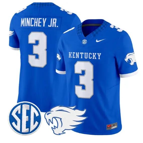 Kenny Minchey #3 Kentucky Wildcats Jersey 2026 Vapor Limited Stitched by My Store NCAA Football Jerseys