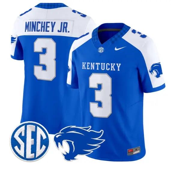 Kenny Minchey #3 Kentucky Wildcats Jersey 2026 Vapor Limited Stitched by My Store NCAA Football Jerseys