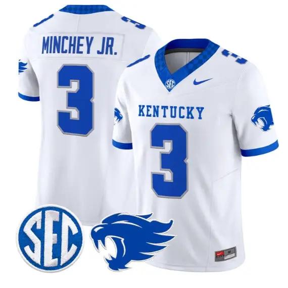 Kenny Minchey #3 Kentucky Wildcats Jersey 2026 Vapor Limited Stitched by My Store NCAA Football Jerseys