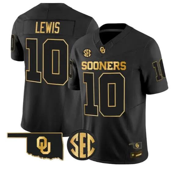 Kip Lewis #10 Oklahoma Sooners Jersey 2026 Vapor Limited Stitched by My Store NCAA Football Jerseys