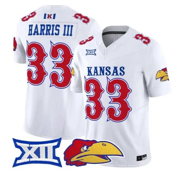 Leroy Harris III Jersey #33 Kansas Jayhawks 2026 Vapor All Stitched by My Store NCAA Football Jerseys