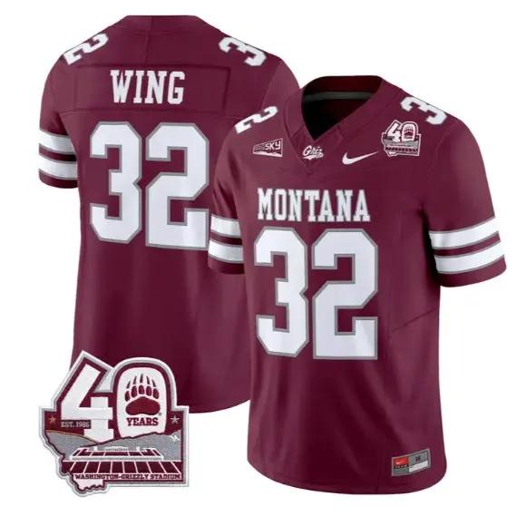 Peyton Wing Jersey #32 Montana Grizzlies 2026 Limited All Stitched by My Store NCAA Football Jerseys