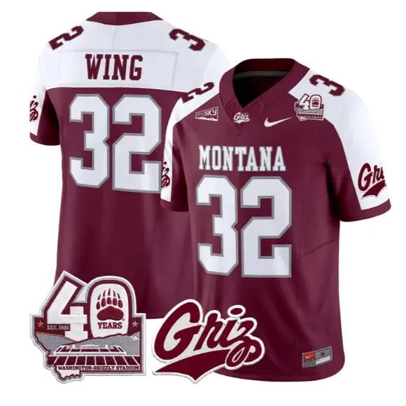 Peyton Wing Jersey #32 Montana Grizzlies 2026 Limited All Stitched by My Store NCAA Football Jerseys