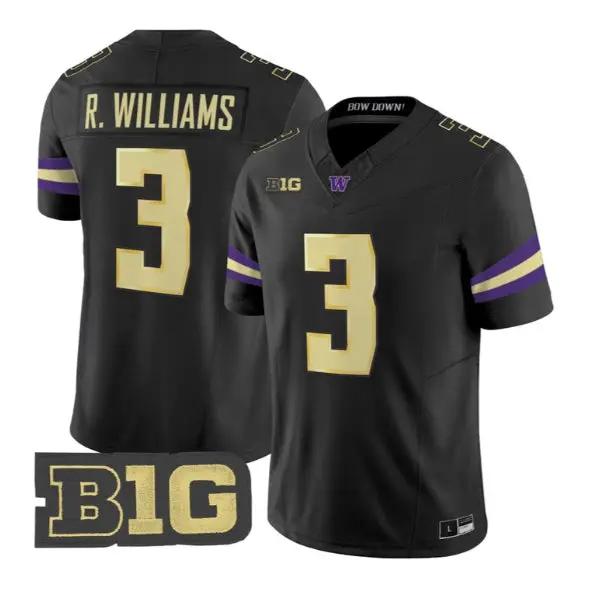 Rashid Williams #3 Washington Huskies Jersey 2026 Limited Stitched by My Store NCAA Football Jerseys
