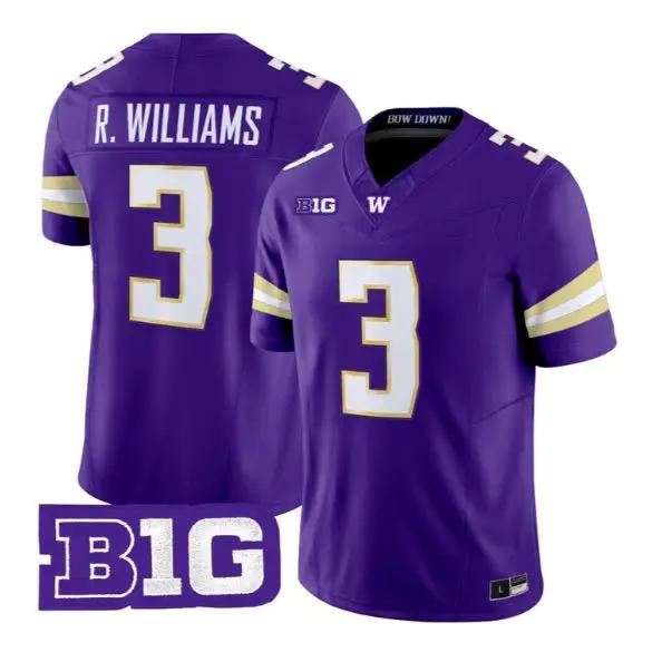 Rashid Williams #3 Washington Huskies Jersey 2026 Limited Stitched by My Store NCAA Football Jerseys