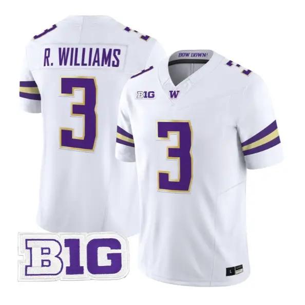 Rashid Williams #3 Washington Huskies Jersey 2026 Limited Stitched by My Store NCAA Football Jerseys